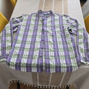 Paul Smith Purple and Green Plaid Button-Up Shirt Cotton Size M Classic Fit